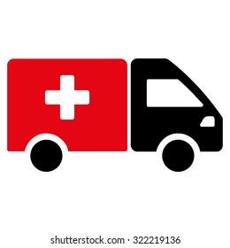 Drug Shipment vector icon. Style is bicolor flat symbol, intensive red and black colors, rounded angles, white background.