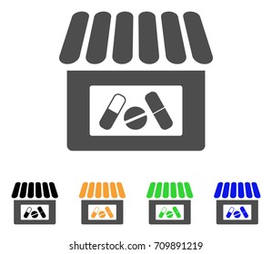 Drug Shop vector pictogram. Style is a flat graphic symbol in grey, black, yellow, blue, green color versions. Designed for web and mobile apps.