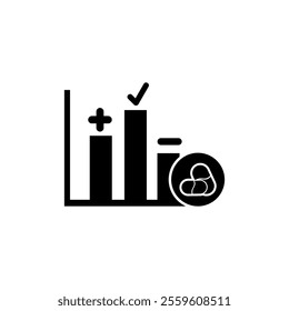 Drug statistic icon logo. Clinical study banner web icon concept for clinical study