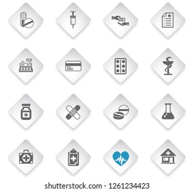 drug store flat rhombus web icons for user interface design