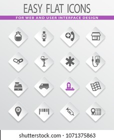 Drug store flat vector icons for user interface design