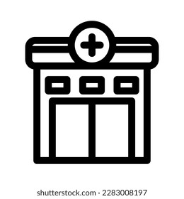 icono del almacén de medicamentos o logotipo símbolo de señalización aislado ilustración vectorial de alta calidad estilo negro iconos vectores
