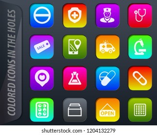 Drug store vector colored icons in the holes easily adapt to any background