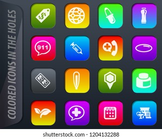 Drug store vector colored icons in the holes easily adapt to any background