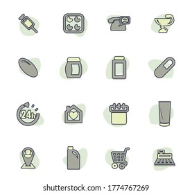 Drug store vector icons for user interface design