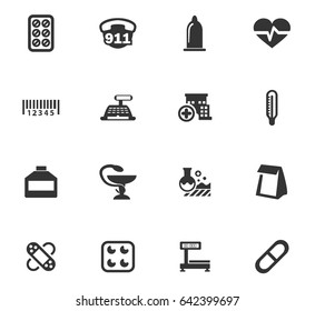 Drug store vector icons for user interface design