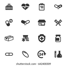 Drug store vector icons for user interface design
