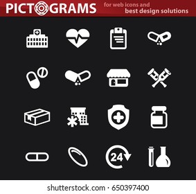 Drug store vector icons for user interface design