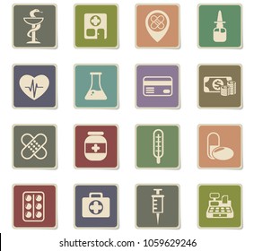 drug store vector icons for web and user interface design