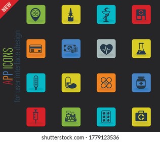 drug store vector icons for web and user interface design