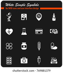 drug store vector icons for web and user interface design