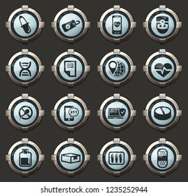 Drug store vector stylish round buttons for mobile applications and web