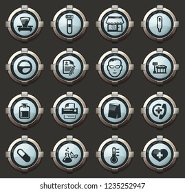 Drug store vector stylish round buttons for mobile applications and web