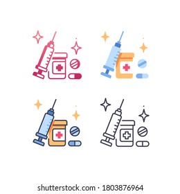 drug and syringe icon, vector and illustration