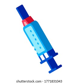 Vector de iconos de la jeringa del fármaco. Signo de la jeringa para medicamentos isométricos. ilustración de símbolo aislado de color