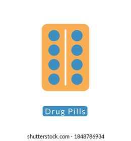 drug tablet icon flat design vector illustration. isolated on white background