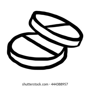 drug tablets / cartoon vector and illustration, black and white, hand drawn, sketch style, isolated on white background.