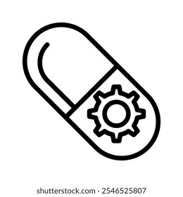 ícone da tecnologia do medicamento no design gráfico da ilustração do vetor do estilo da linha fina