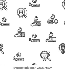 Drug Test Examination Device Vector Seamless Pattern Thin Line Illustration