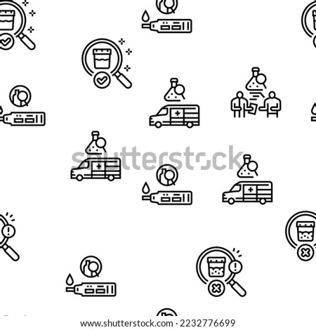 Drug Test Examination Device Vector Seamless Pattern Thin Line Illustration