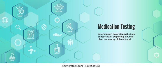 Drug Testing & Process Web Header Banner with Icon Set