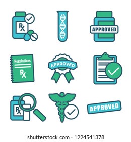 Drug Testing and Safety Icon Set Vector Graphic w Rounded Edges