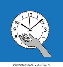 Icono de tiempo de fármaco Esquema de icono de Vector de tiempo de fármaco