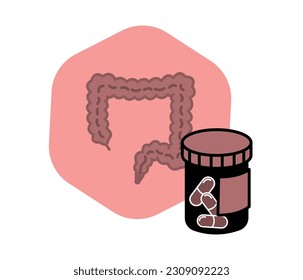 drug treatment of the intestinal tract and digestive system. Illustration
