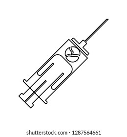 Drug use, addict. Linear vector icon, white background.