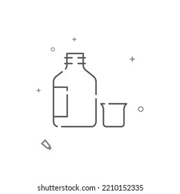Drug vial with lid simple vector line icon. Symbol, pictogram, sign isolated on white background. Editable stroke. Adjust line weight.