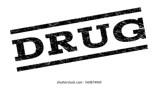 Drug watermark stamp. Text caption between parallel lines with grunge design style. Rubber seal stamp with scratched texture. Vector black color ink imprint on a white background.
