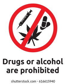 Drugs or alcohol are prohibited sign