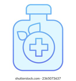 Icono plano de la botella de droga. Iconos de hojas y cápsulas azules en un estilo plano de moda. Diseño de estilo gradiente de píldoras naturales, diseñado para web y app. Eps 10