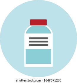 Drugs bottle flat icon vector illustration. Pharmaceutical flat illustration