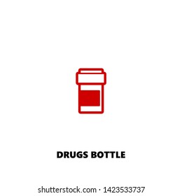 drugs bottle icon. drugs bottle vector design. sign design. red color