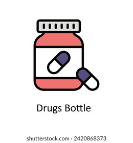 Drugs Bottle vector Filled outline icon style illustration. EPS 10 File