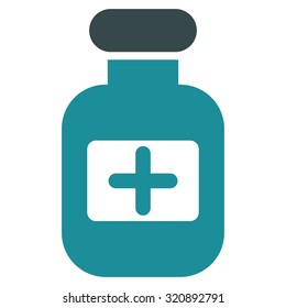Drugs Bottle vector icon. Style is bicolor flat symbol, soft blue colors, rounded angles, white background.