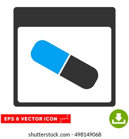 Drugs Capsule Calendar Page icon. Vector EPS illustration style is flat iconic bicolor symbol, blue and gray colors.