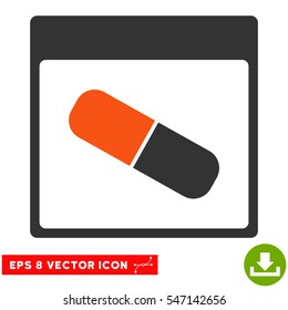 Drugs Capsule Calendar Page icon. Vector EPS illustration style is flat iconic bicolor symbol, orange and gray colors.