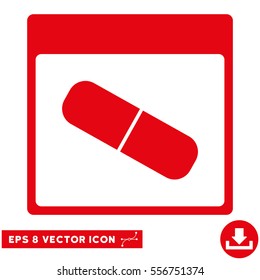 Drugs Capsule Calendar Page icon. Vector EPS illustration style is flat iconic symbol, red color.