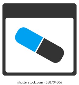 Drugs Capsule Calendar Page vector toolbar icon. Style is bicolor flat icon symbol, blue and gray colors, white background.