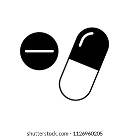 Drugs capsules and pills icon vector icon. Simple element illustration. Drugs capsules and pills symbol design. Can be used for web and mobile.