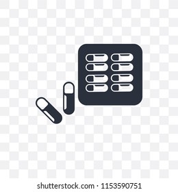 Drugs capsules and pills vector icon isolated on transparent background, Drugs capsules and pills logo concept