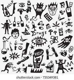 Drugs doodle set
