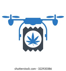 Drugs Drone Delivery vector icon. Style is bicolor flat symbol, smooth blue colors, rounded angles, white background.