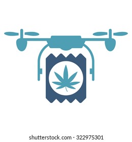 Drugs Drone Delivery vector icon. Style is bicolor flat symbol, cyan and blue colors, rounded angles, white background.