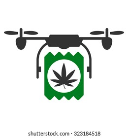 Drugs Drone Delivery vector icon. Style is bicolor flat symbol, green and gray colors, rounded angles, white background.