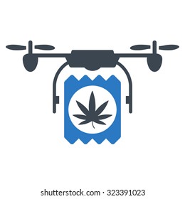 Drugs Drone Delivery vector icon. Style is bicolor flat symbol, smooth blue colors, rounded angles, white background.