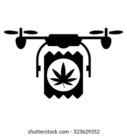 Drugs Drone Delivery vector icon. Style is flat symbol, black color, rounded angles, white background.