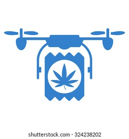 Drugs Drone Delivery vector icon. Style is flat symbol, cobalt color, rounded angles, white background.
